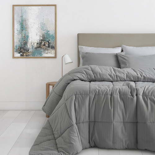 Acolchado Plumón Queen Premium Hotelero Dobby Gris 240x240 0