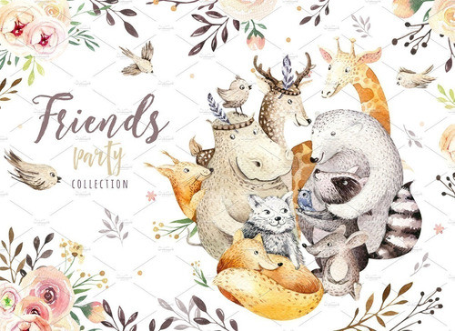 Cliparts Png Animales Del Bosque Acuarela Watercolor Pa23 0