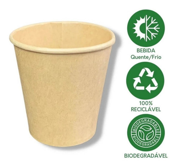 100un Copo De Bambu Papel 210ml C/tampa P/café Capuccino Ch 1