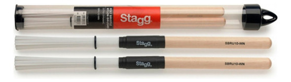 Escobillas Stagg Sbru10wm De Nylon Dynamic, Agarre De Madera 1