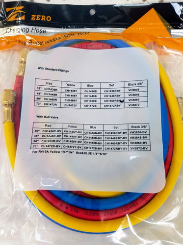 Juego 3 Mangueras Manifold Refrigeración R22 R12 R502- 120cm 1