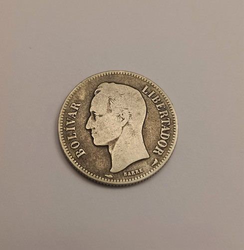 Moneda Bolivar Libertador. 1938 Lei 835 Gram 5 0