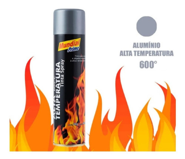 Kit C/ 2 Tinta Alta Temperatura 400ml Aluminio Mundial Prime 1