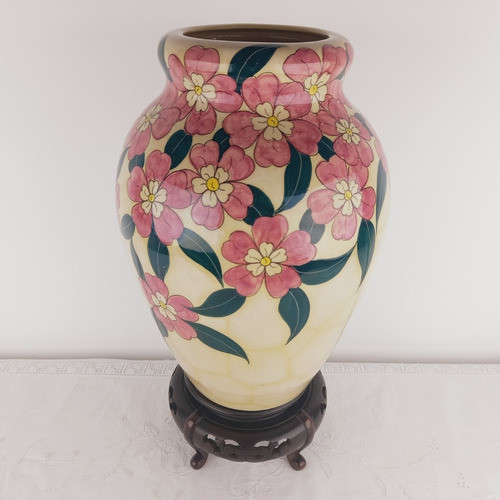 Gran Florero Jarron Italiano Fenice Antiguo Pintado Miralo 0