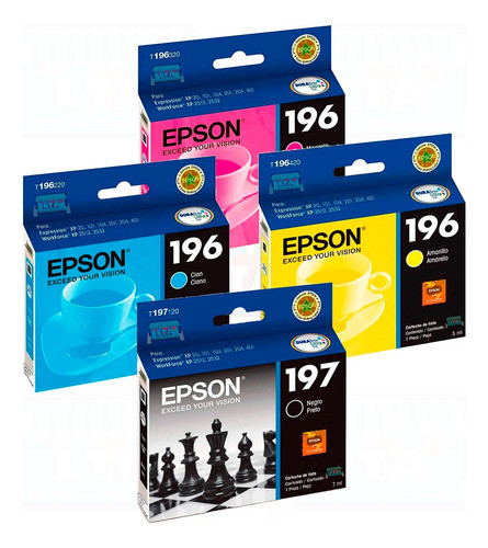 Pack 4 Colores Cartucho Original Alta Capacidad Epson Xp-211 0
