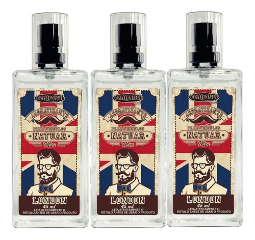 Kit 3 Aromatizante Spray Natuar Men London 45ml 0
