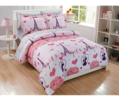 Fancy Linen Teens/girls Juego De Edredón París Torre Eiffel 0