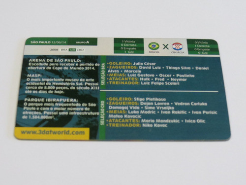 Cards 3d Copa 2014 São Paulo Jogo Brasil X Croácia 1