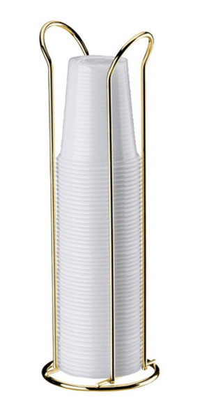 Kit Suporte Porta Copos Descartáveis 50/80/200ml Dourado 1
