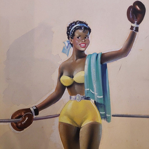 Pin Up Dibujo Original Retro Picaresca Erotico Sobre Papel 1
