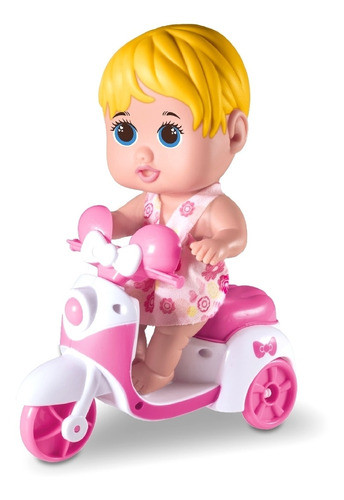 Boneca Loira Bebê Com Motoquinha Triciclo Coleção My Hair 0