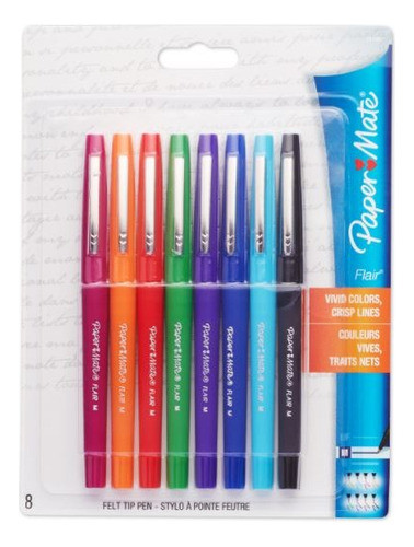 Caneta Hidrográfica  Média Flair 1833946 Paper Mate 8 Cores 0