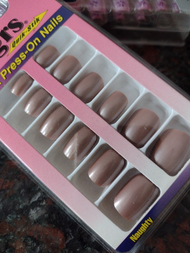 Uñas Postizas Color Marrón Tostado Kit De 48 0