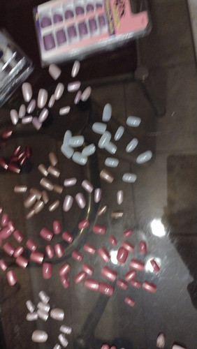 Uñas Postizas Color Marrón Tostado Kit De 48 1