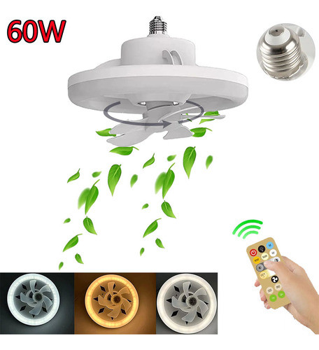 Luz De Ventilador Led De 60 W, Controle Remoto De Cabeça Gir 0