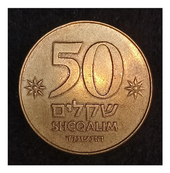 Israel 50 Sheqalim 1984 (5744) Exc Km 139 Moneda Histórica 1