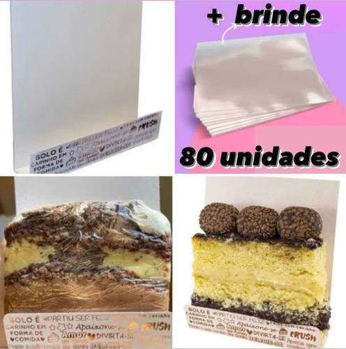80  Embalagem Fatia De Bolo Slice Cake  Brinde 80 Celofane 1