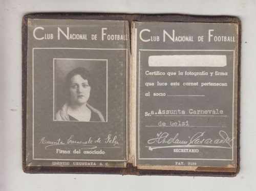 1949 Carnet De Socio Club Nacional De Futbol Vintage Uruguay 1