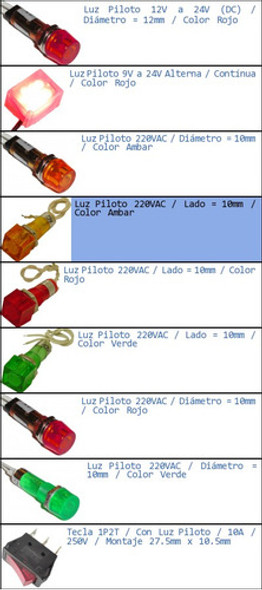 Luz Piloto Cuadrado 10mm Color Ambar 220vac Ac-p 1