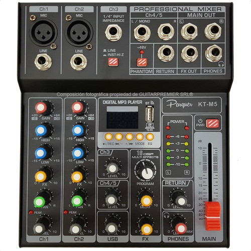 Consola Mixer 5 Canales Interfase Grabacion Bluetooth Usb Fx 0