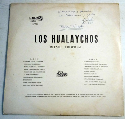 Los Hualaychos Ritmo Tropical Lp Boliviano / Kktus 1