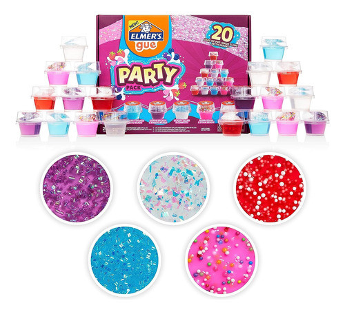 Kit Slime Elmer's Party Pack 20 Postes Con Aroma Y Toppings 1