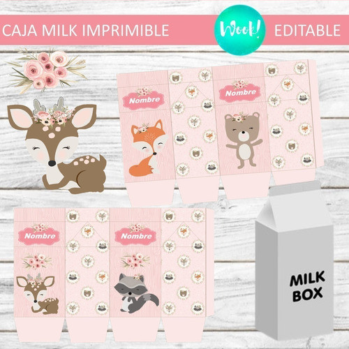 Sorpresita Caja Milk Box Para Imprimir Animales Del Bosque 1