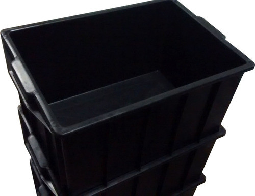 Kit Com 3 Caixas Plasticas 38l Preta Sem Tampa Resistente 1