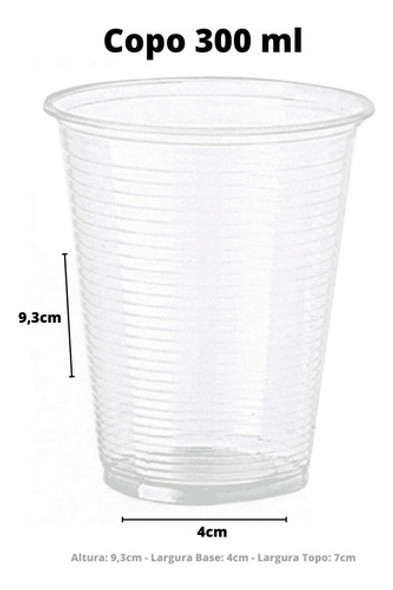 Copo Para Bebidas 300ml Pp Plástico Transparente Com 100 Uni 1