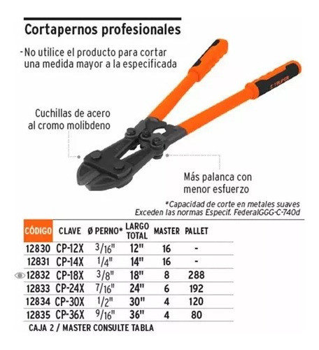 Tijera Corta Perno Alicate 36 PuLG- 28mm Acero Truper Cp36x 1