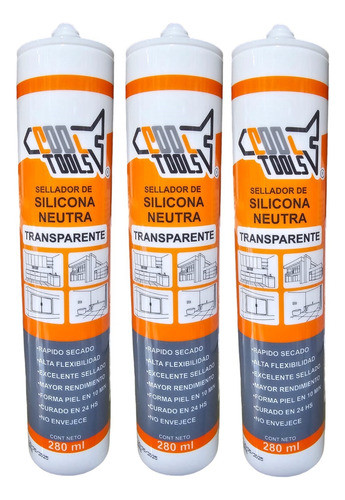 Sellador De Silicona Neutra Cool Tools 300ml Transp X 24 U 0