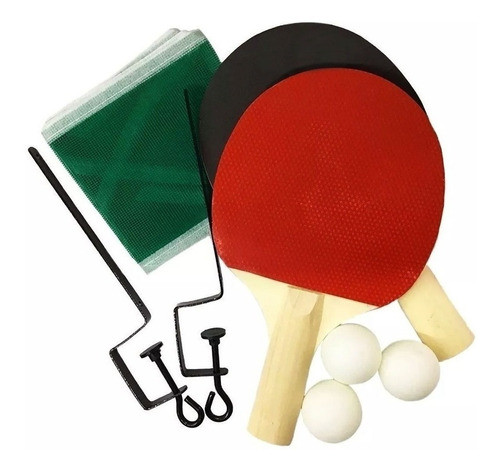 Ping Pong Set De 2 Paletas + 3 Pelotas + Red +  Soportes 0