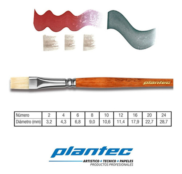 Pincel Chato Plantec 8750 Pelo De Cerda Blanca N 6 1