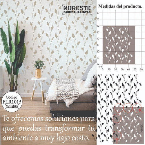 Stencil Plantilla Hojas Ramas Decorativo  50x60 Flr1015 Muro 1