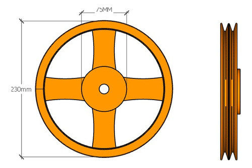 Polea De Fundición Para Correa Serie A 230mm 2 Canales 1