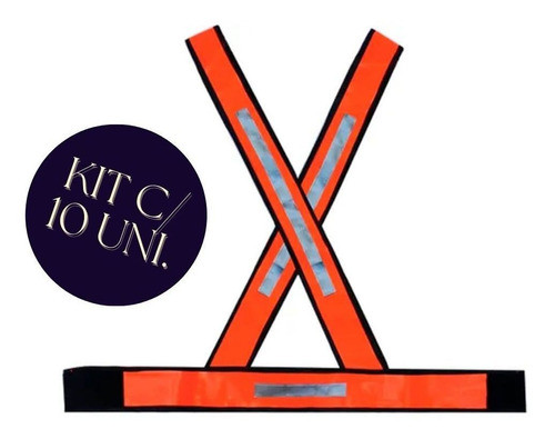 10 Pçs Colete X Refletivo Laranja Prata Sinalização Transito 0