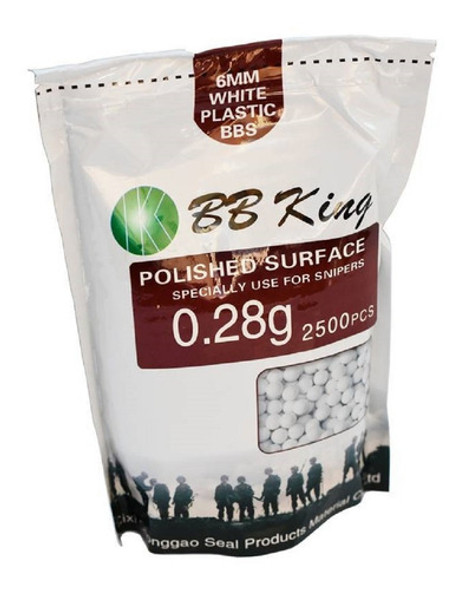 Bolinha Esfera Airsoft 0,28g Pacote 2500 6mm Bbs Bb King Avb 1