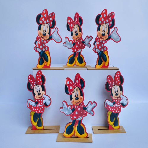 Kit Display De Mesa 6 Peças Para Minnie Vermelha Mdf 1