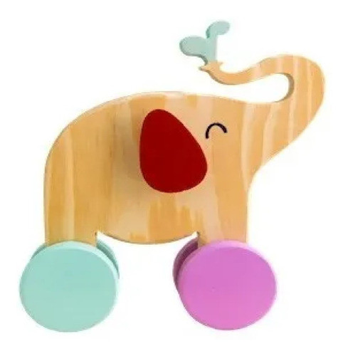 Elefante De Madera Con Ruedas Juego Simbólico Didáctico 0