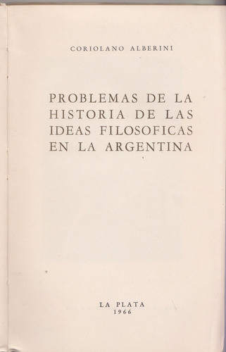 1966 Coriolano Alberini Problemas Historia Ideas Filosoficas 1