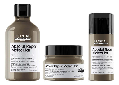 Kit Absolut Repair Molecular Shampoo, Máscara Y Leav In 0