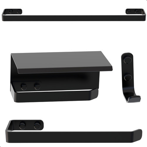 Kit Acessórios Para Banheiro Preto Fosco 4 Peças Max 0