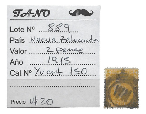 Lote889 Nueva Zelanda 2 Pence Año 1915 Yvert# 150 0