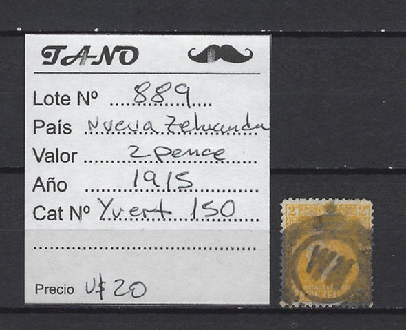 Lote889 Nueva Zelanda 2 Pence Año 1915 Yvert# 150 1