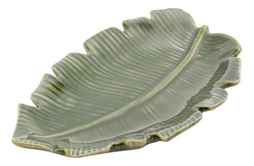 Prato Decorativo De Ceramica Banana Leaf Verde 4334 Lyor 1