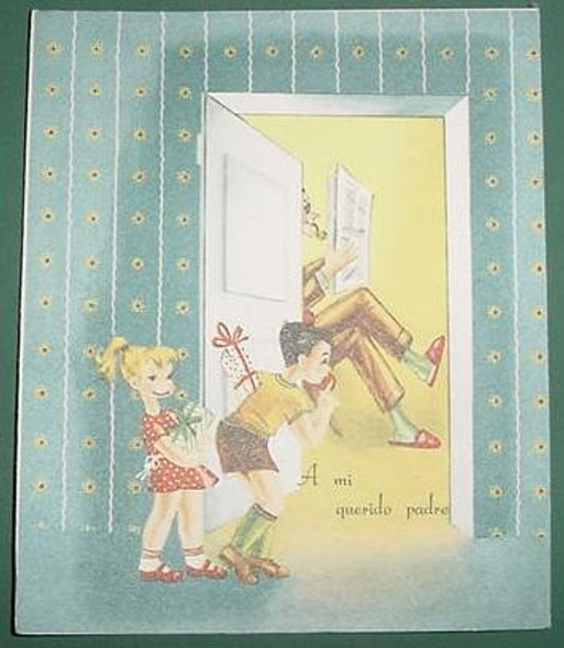 Antigua Tarjeta Ilustrada Salutacion Dia Del Padre Modelo3 0