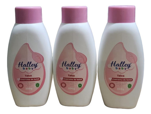 3 Talco Cheirinho De Bebe Halley Baby Rosa 200g Unidade 1 3 Talco Cheirinho De Bebe Halley Baby Rosa 200g Unidade 1