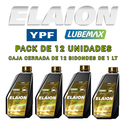 Aceite Ypf Elaion Moto 4t 10w50  X 1 Lt  (caja X12 Unidades) 1