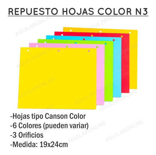 3 Repuesto Hojas Nº3 Color 18 Hojas Tipo Canson Dibujo 1