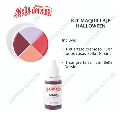 Kit Maquillaje Halloween Bella Dersina Sangre Cuarteto Mora 1